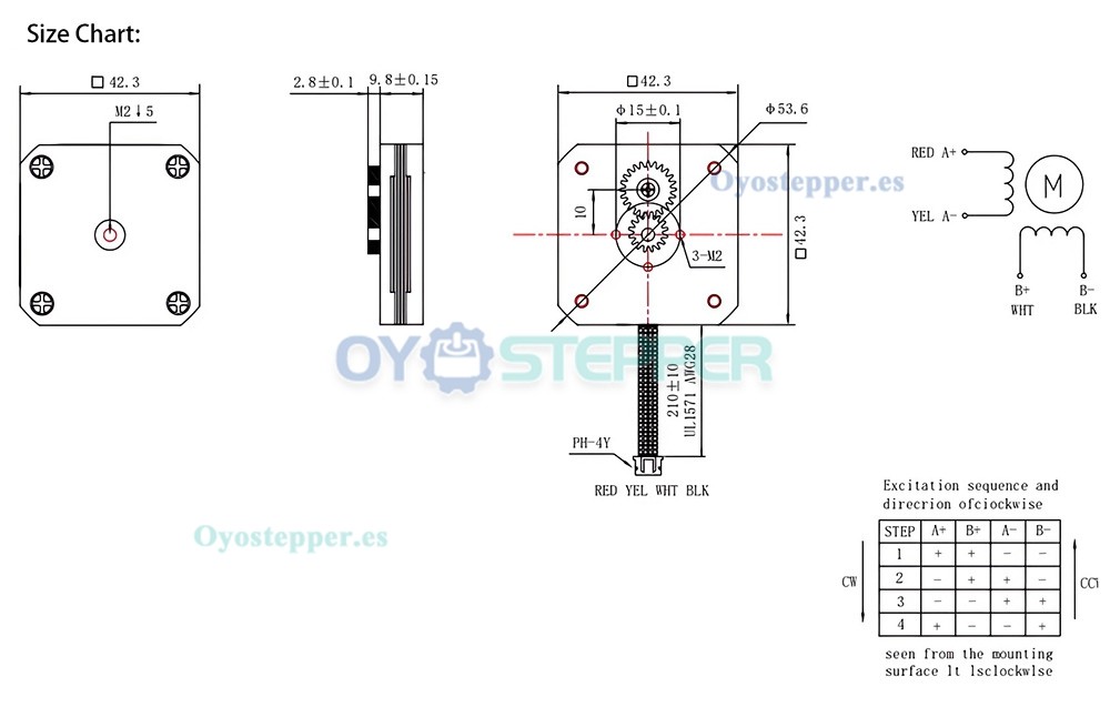 OUKEDA NEMA 17 Motor paso a paso plano con reductor de 40mN&middot;m para m&aacute;quina pick and place SMT
